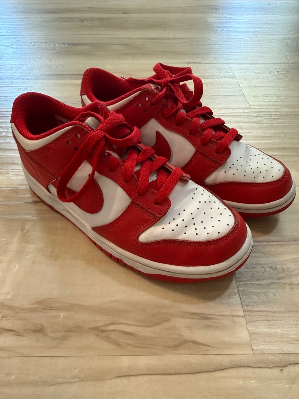 Nike Red and White Low-Top Sneakers